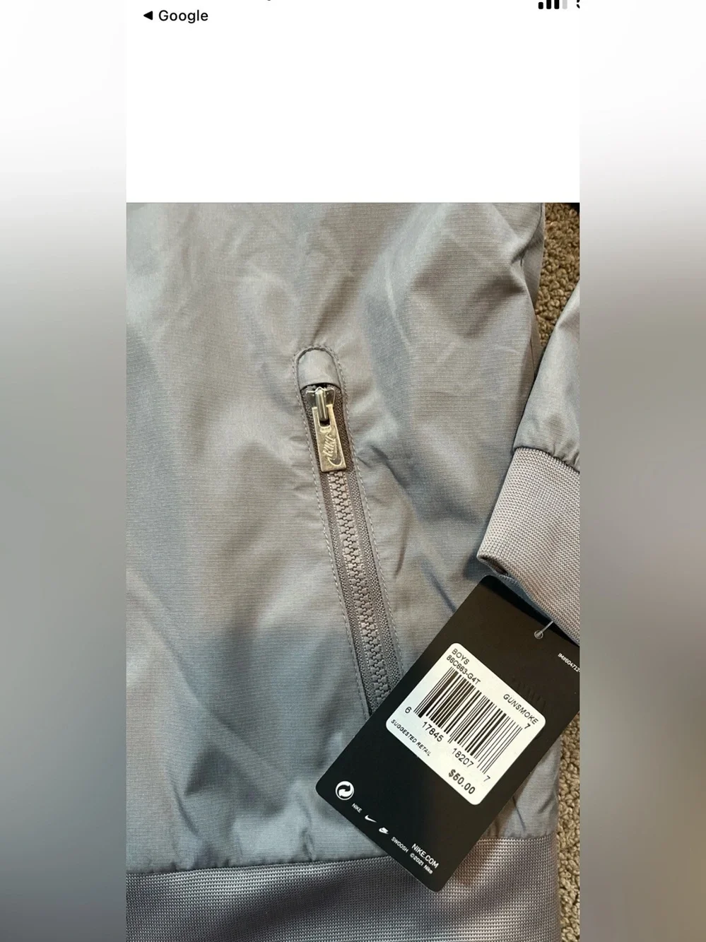 Nike Baby 18M New Chevron Windrunner Gray Jacket